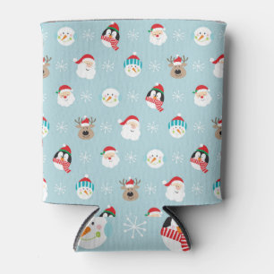 Christmas Character Heads: Festive Wrap Can Cooler