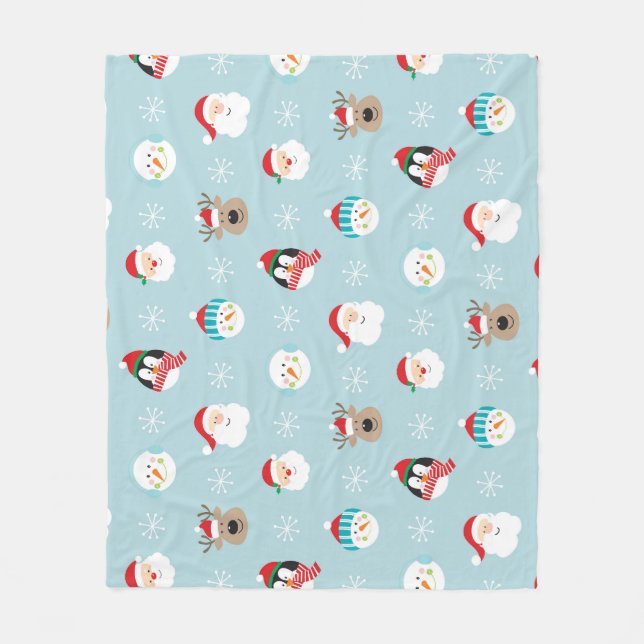 Christmas Character Heads: Festive Wrap Fleece Blanket (Front)