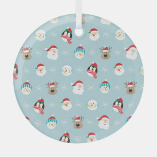 Christmas Character Heads: Festive Wrap Glass Tree Decoration