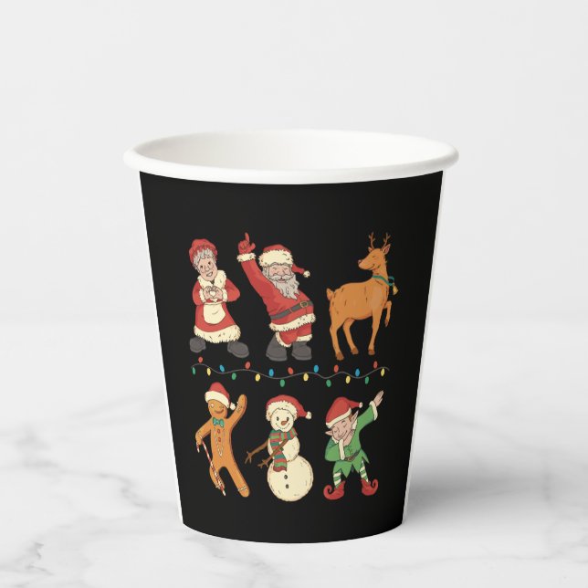 Christmas Characters Dancing Paper Cups (Front)