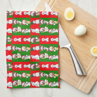 Christmas Characters Repeating Pattern Tea Towel