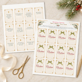 Christmas Charades Family Party Game Cards