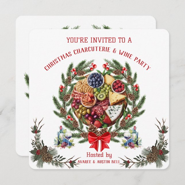 Christmas Charcuterie and Wine Party Invitation (Front/Back)