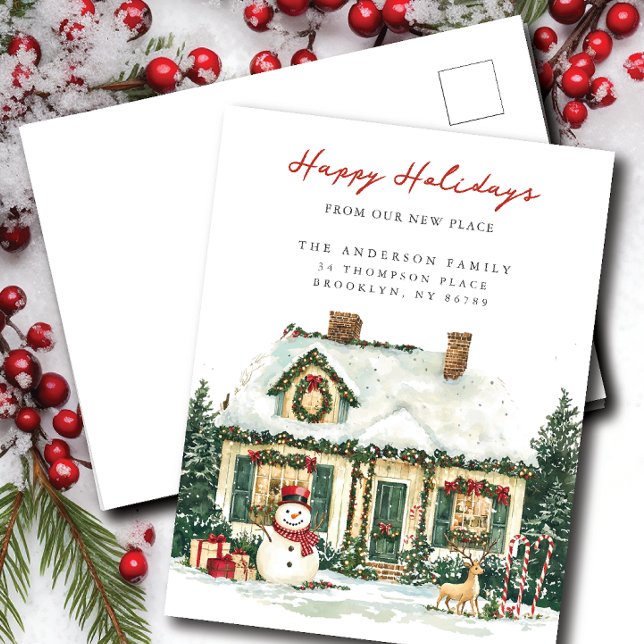 Christmas Charm New Address Announcement  Postcard (Creator Uploaded)