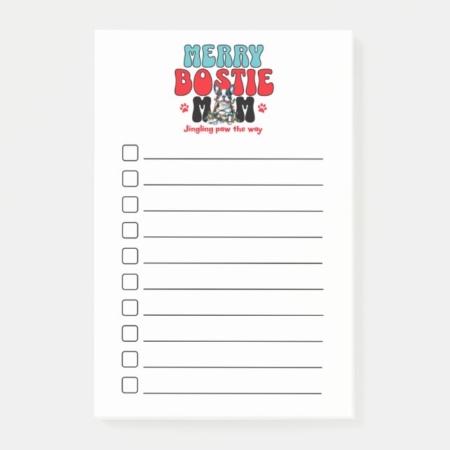 Christmas Check List Boston Terrier Mum Post-it Notes (Front)