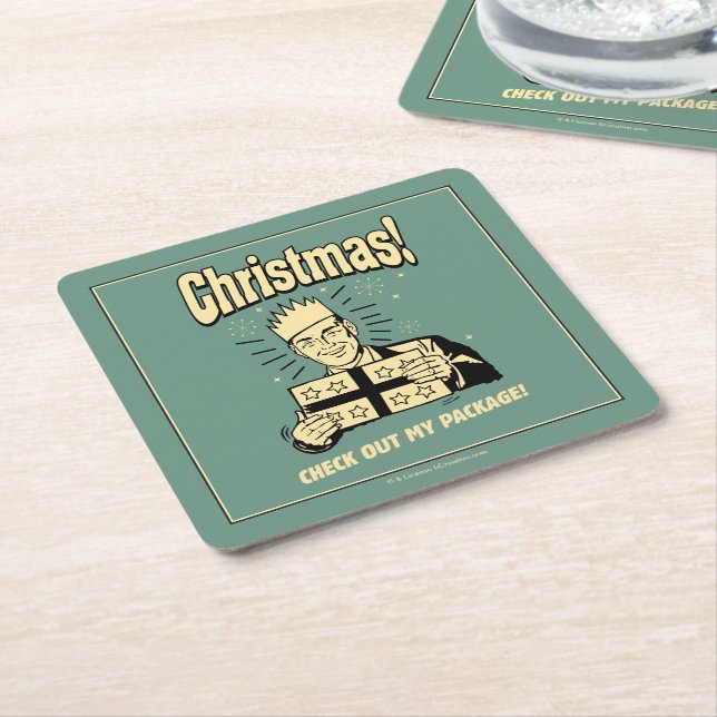 Christmas: Check Out My Package Square Paper Coaster (Angled)