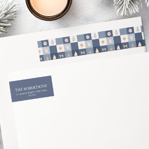 Christmas Checkered Address Label