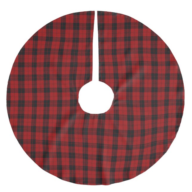 Christmas checkered pattern Red Buffalo Plaid Brushed Polyester Tree Skirt (Front)