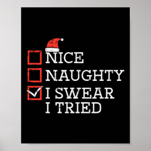 Christmas Checklist Nice Naughty I Tried Xmas Men Poster