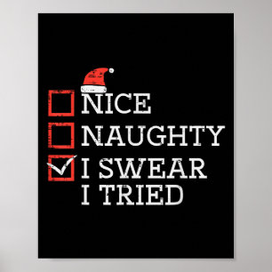 Christmas Checklist Nice Naughty I Tried Xmas Men  Poster