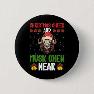 Christmas Cheer And Musk Oxen Near - Musk Ox Musko 6 Cm Round Badge