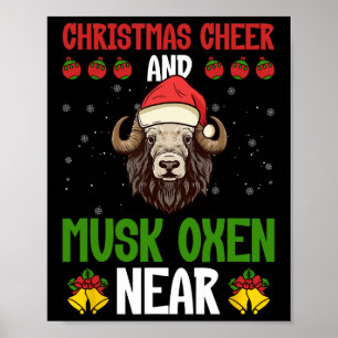 Christmas Cheer And Musk Oxen Near - Musk Ox Musko Poster