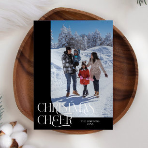 Christmas Cheer Elegant Black Christmas Photo Holiday Card