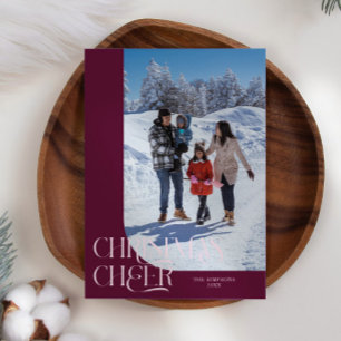 Christmas Cheer Elegant Cranberry Christmas Photo Holiday Card