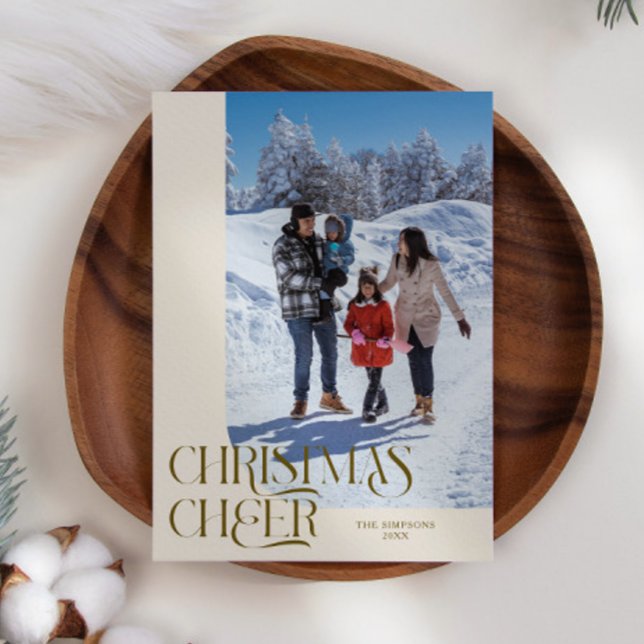 Christmas Cheer Elegant Cream Christmas Photo Holiday Card (Creator Uploaded)