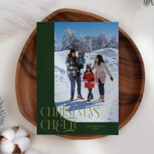 Christmas Cheer Elegant Green Christmas Photo Holiday Card