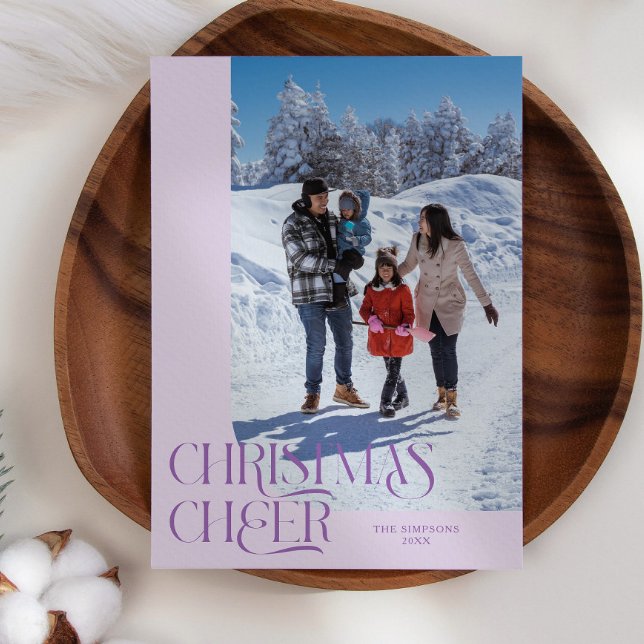 Christmas Cheer Elegant Lilac Christmas Photo Holiday Card (Creator Uploaded)