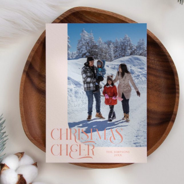 Christmas Cheer Elegant Peach Christmas Photo Holiday Card (Creator Uploaded)