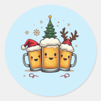 Christmas Cheer Funny Beer Mug Classic Round Sticker
