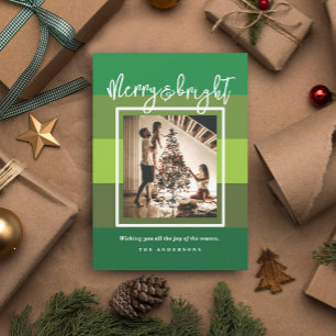 Christmas Cheer Gree Merry and Bright Holiday Card