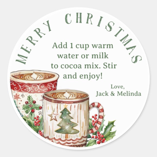 Christmas Cheer Hot Cocoa Mix Stickers (Front)