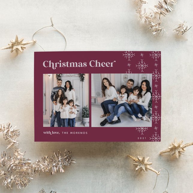Christmas Cheer | Modern Snowflakes Photo Holiday Card (Creator Uploaded)