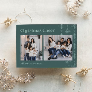 Christmas Cheer   Modern Snowflakes Photo Holiday Card