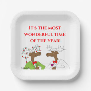 Christmas Cheer Moose Paper Plate