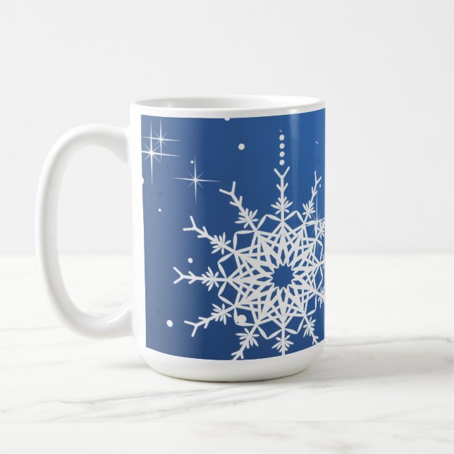 Christmas Cheer Ornaments Snowflake Add Name Coffee Mug (Left)