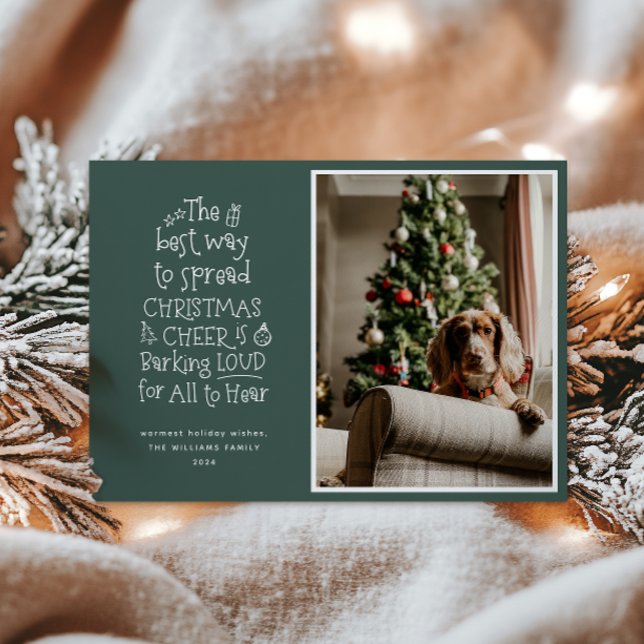 Christmas Cheer Pet Photo Red Holiday Card (Creator Uploaded)