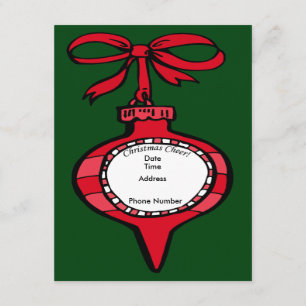Christmas Cheer Red Ornament Invitation Card