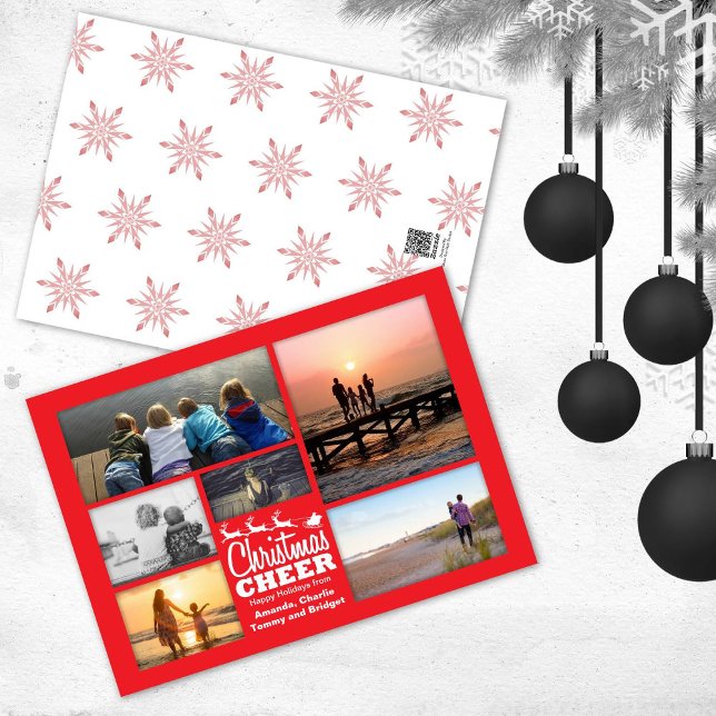 Christmas Cheer Santa Red Holiday Photo Card (Creator Uploaded)