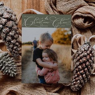 Christmas Cheer Script Sage Christmas Photo Holiday Card