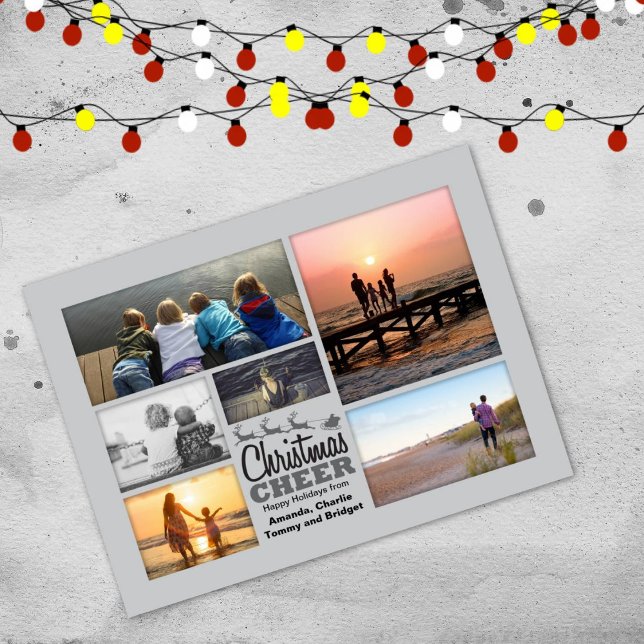 Christmas Cheer Silver Holiday Photo Postcard (Creator Uploaded)