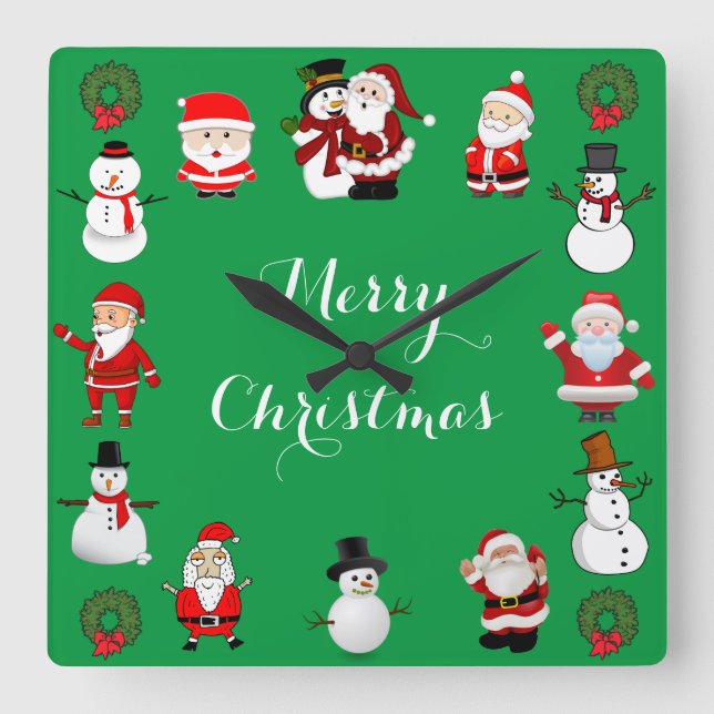 Christmas Cheer Square Wall Clock (Front)