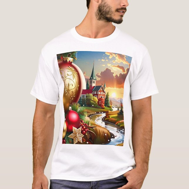 Christmas Cheer Sunset Countryside T-Shirt (Front)