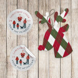 Christmas cheer urban Santa Claus family name Classic Round Sticker<br><div class="desc">Simple trendy sticker (gift wrap or envelope seal)  with a funny hand drawn Santa Claus and a family with a dog on a simple white (changeable ) background with your text / wishes,  your family name and year.</div>