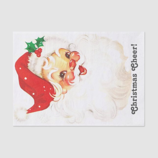 Christmas Cheer Vintage Santa Claus Face Tissue Paper (Front)