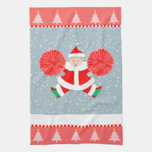 Christmas Cheerleading Mrs. Claus Cheerleader Tea Towel