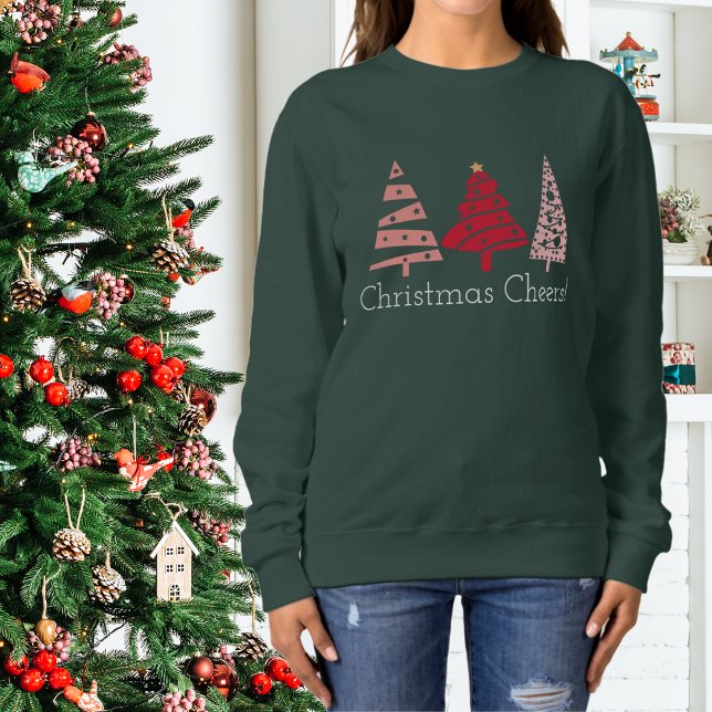 Christmas Cheers Fun Pink Xmas Trees Sweatshirt (Creator Uploaded)