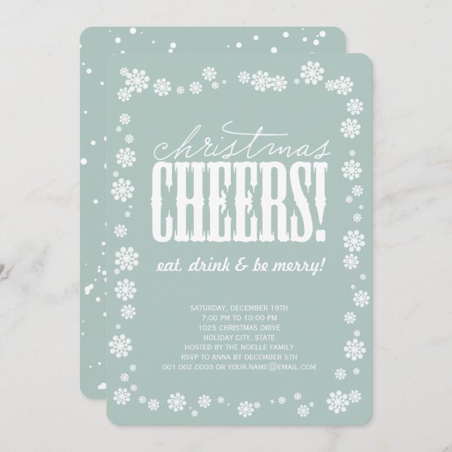 Christmas Cheers Snowflakes Holiday Party Invite (Front/Back)