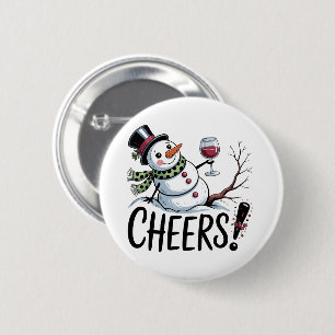 Christmas Cheers Snowman Kitchen Wine Kitchen 6 Cm Round Badge