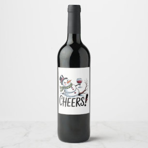 Christmas Cheers Snowman Kitchen Wine Kitchen Label