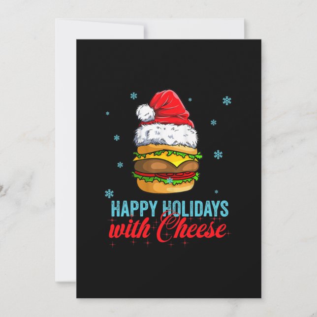 Christmas cheeseburger Happy Holidays with Cheese Holiday Card (Front)