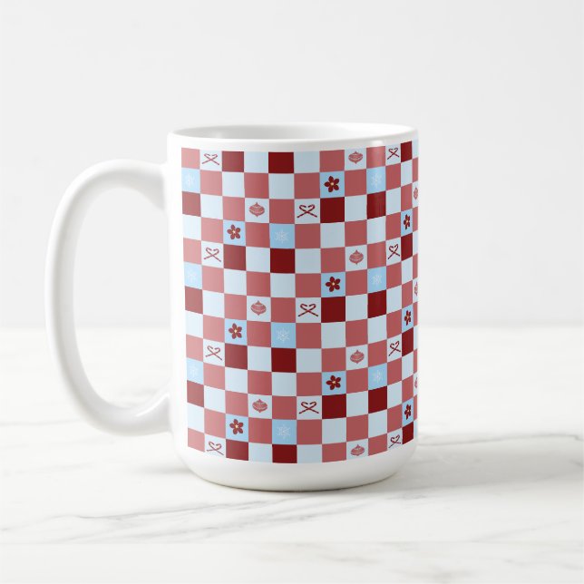 Christmas Chequered  Coffee Mug (Left)
