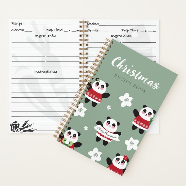 Christmas Cherry Blossom Panda Notebook (Inside)