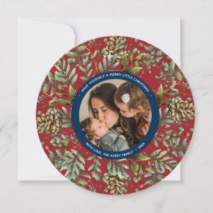 Christmas Cherry Holiday Photo Round Card