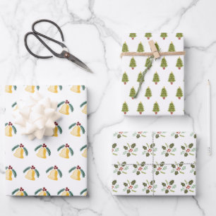 Christmas Cherry tree bell holiday Wrapping Paper Sheet