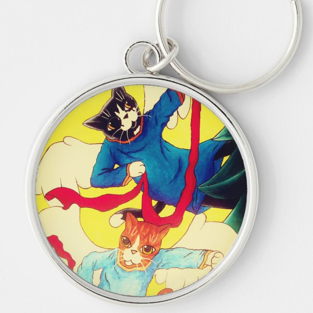 Christmas Cherub Cats Key Ring (Front)