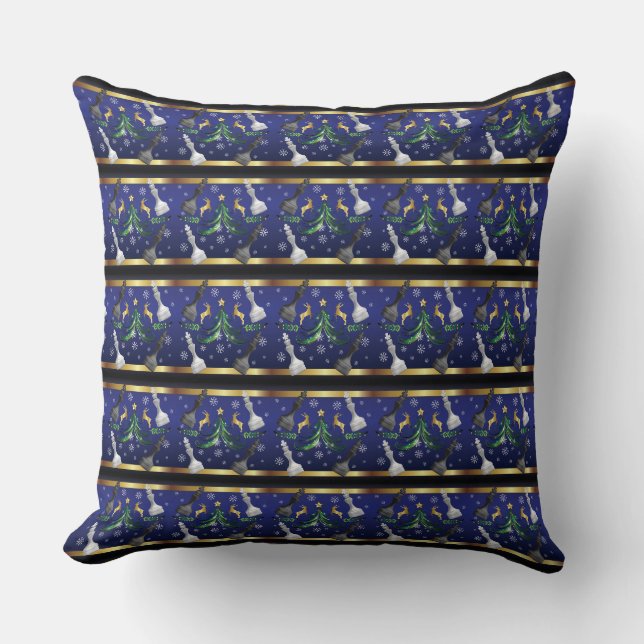 Christmas Chess Pieces - Snowflakes Xmas Tree Cushion (Front)